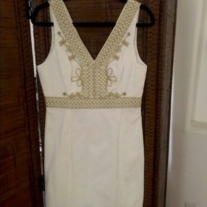 Lily Pulitzer White and Gold Shift Dress